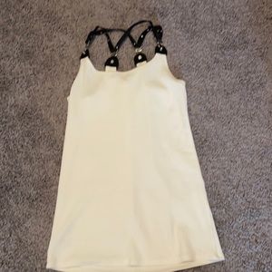 White tank top with black garter straps